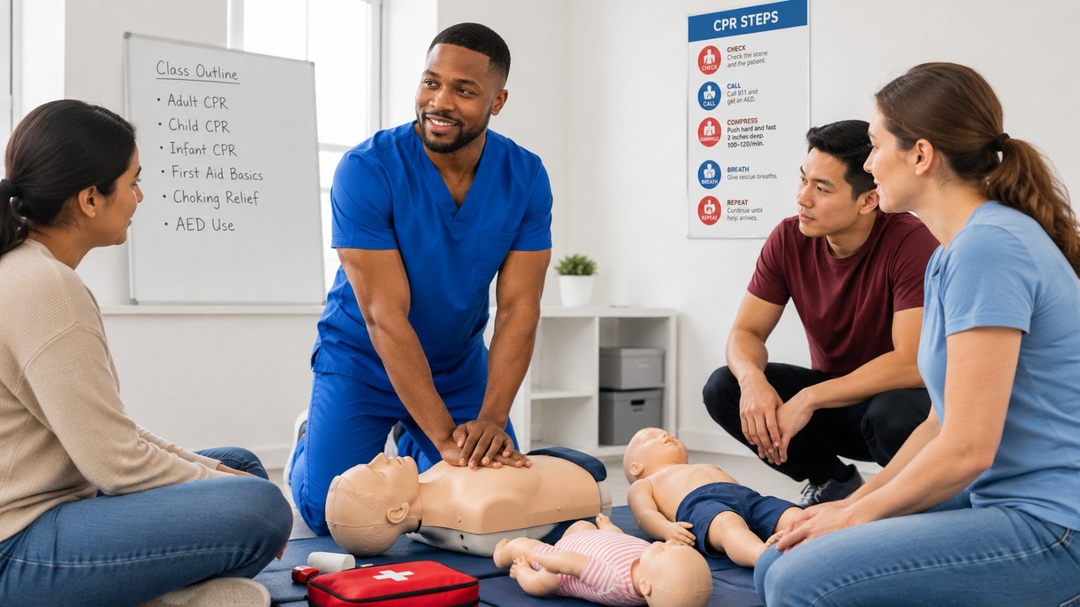 Hands-on CPR and first aid training class